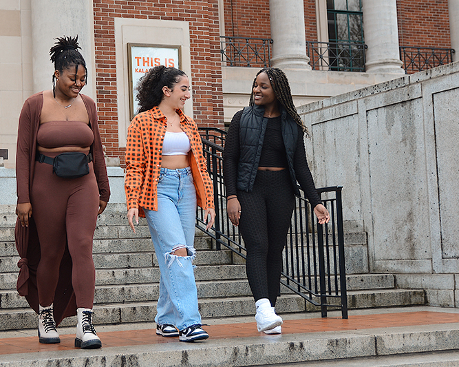 students walking down Memorial Union steps